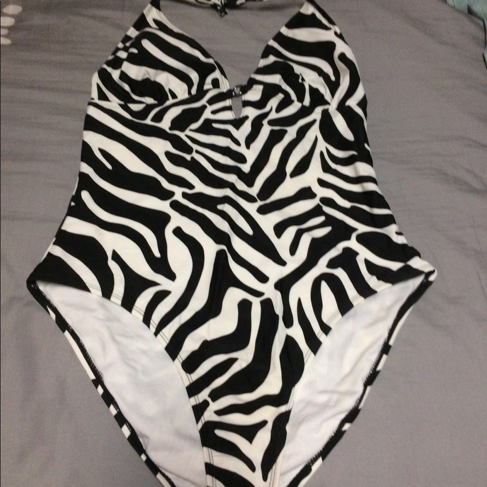 Zebra print one piece bathing suit